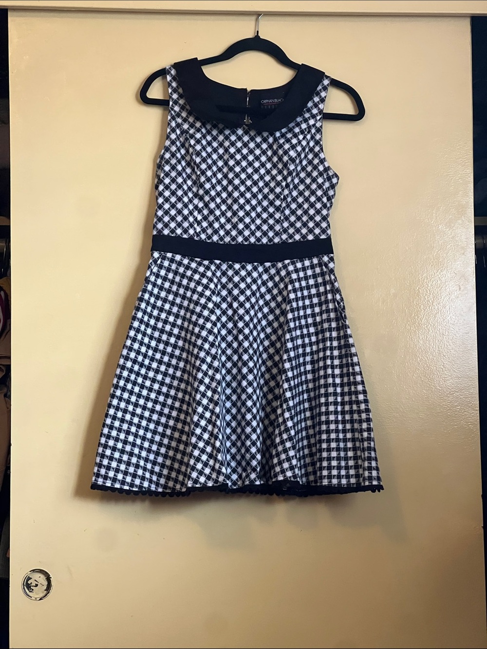 Gothic Gymboree Black & White Gun Gingham Peter Pan Collar Dress
